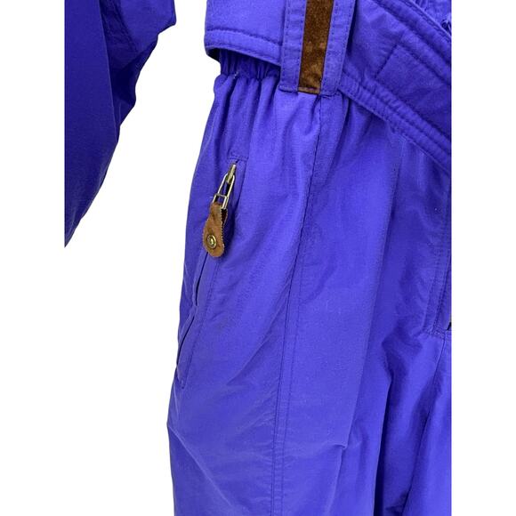 Edelweiss Snow Suit Womens Large Ski Belted Indigo Nylon Insulated Vintage - Picture 4 of 10